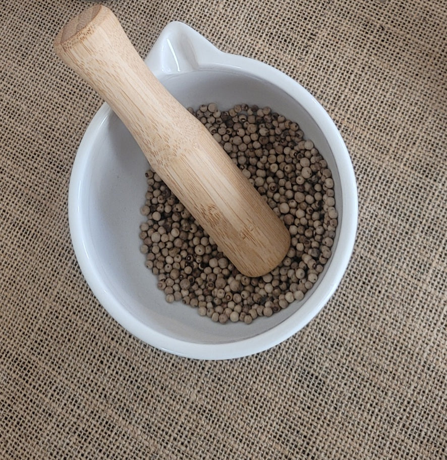 Mortier et Pilon en Céramique et Bambou